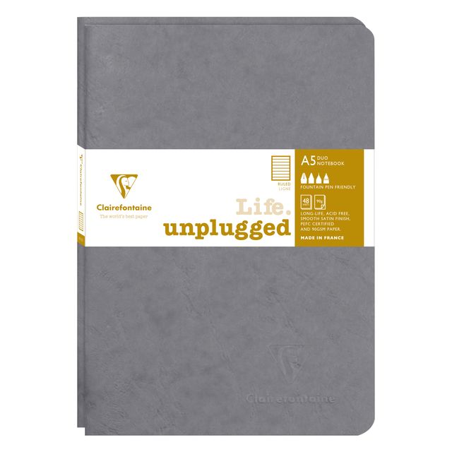 Clairefontaine - Carnet A5 ligne 96 pages 90gr sceau gris de 2 pièces