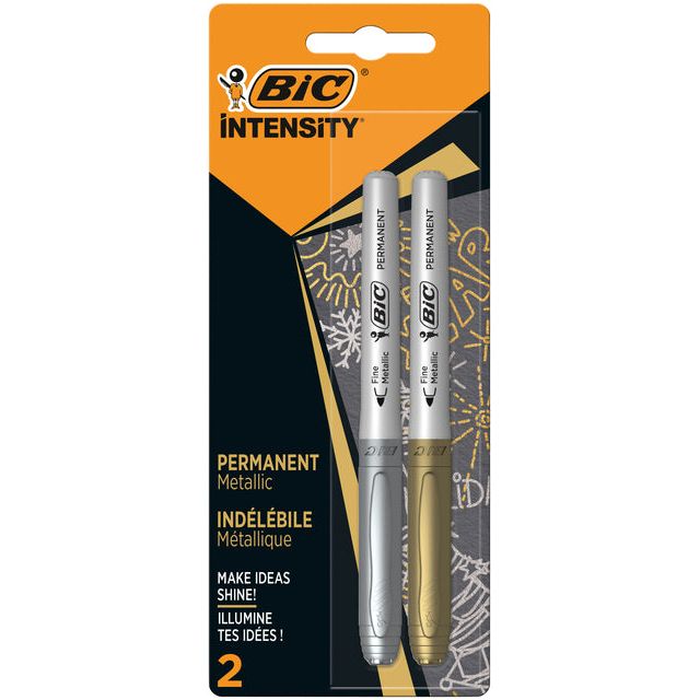 BIC - Filztip Stift BIC -Intensität um F Gold und Silber