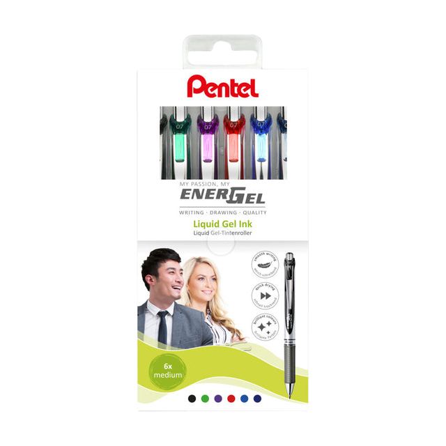 Pentel - Gelshrip Pentel BL77 Energel M 6st Assorti