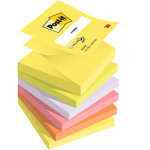 Post-it - Bloc-notes Z-Note R330 76x76mm couleur cul 6 pièces