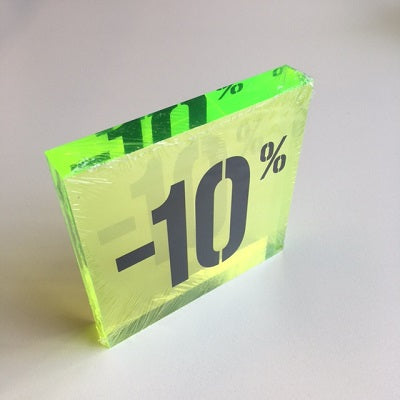 Klika - Bloc discount acrylique -10% vert fluo
