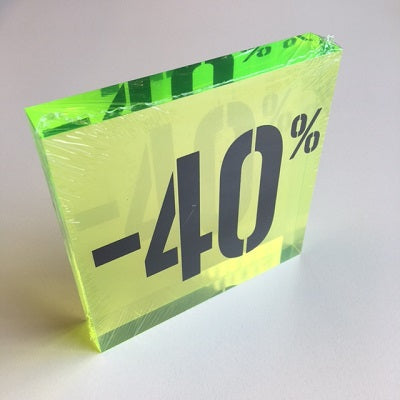 Klika - Bloc discount acrylique -40% vert fluo 8 pièces