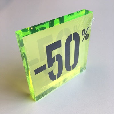 Klika - Bloc discount acrylique -50% vert fluo