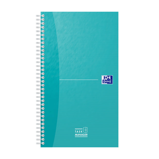 Oxford - Essentials taskmanager, 230 bladzijden, ft 14,1 x 24,6 cm, aqua