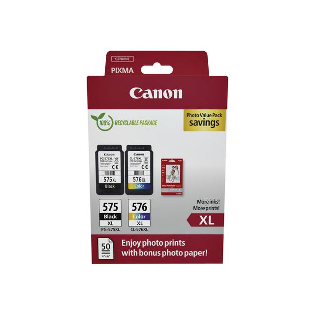 Canon - photo value pack 1 x PG-575XL + 1 x CL-576XL, 300 - 400 pagina's, OEM 5437C006, 4 kleuren