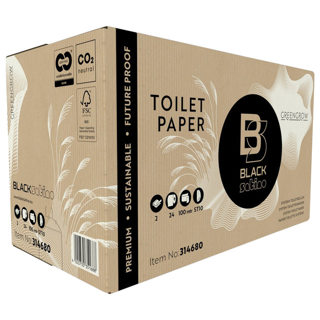 BlackSatino - Papier toilette ST10 GreenGrow système rouleau 2 couches 100m naturel 314680
