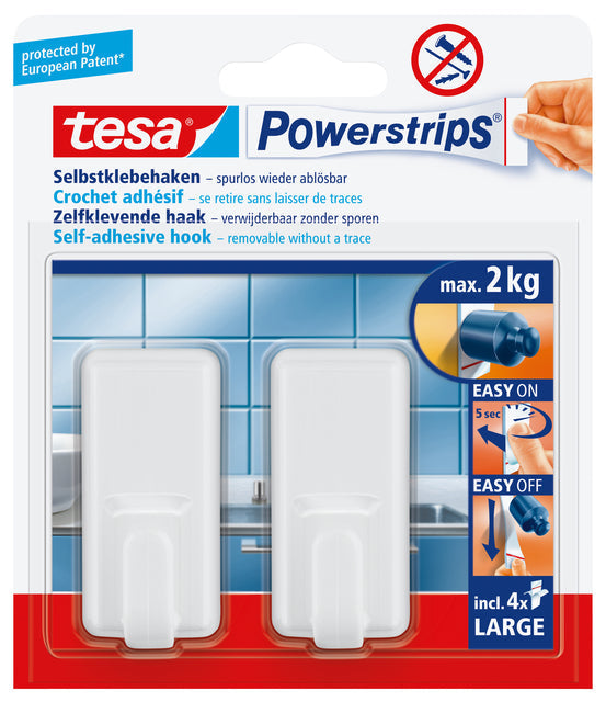 Tesa - Haken PowerStrips Große klassische Selbstkline 6 Stücke