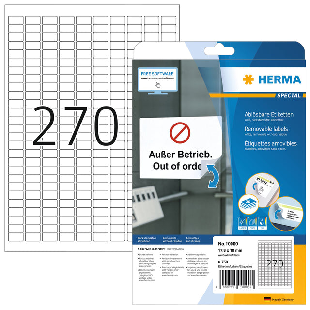 Herma - Etikett Herma 10000 17,8x10 mm Weiß 6750 Etiketten