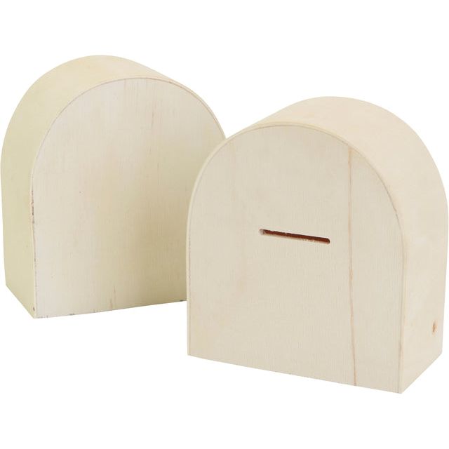 Creotime - Spaarpot creativ company hout 10x9cm | 12 stuks