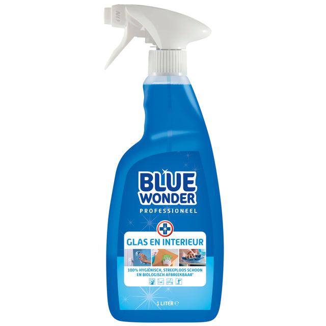Blue Wonder - Nettoyant pour vitres Spray professionnel pour vitres et intérieurs 1 litre | 6 pièces