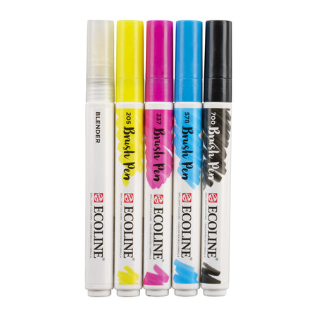 Talens Ecoline -  Brushpen ecoline set 5 stuks primair | 3 stuks