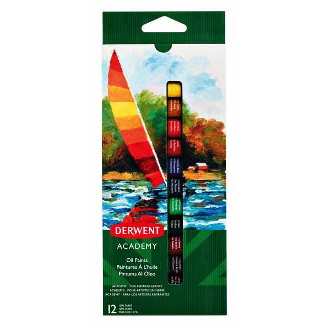 Derwent - Oil Paint Academy blister de 12 tubes de 12ml assortis