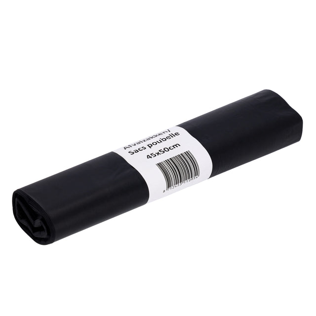 Cleaninq - Sac poubelle 45x50cm LDPE recyclé T25 15L noir rouleau de 20 pièces
