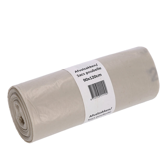 Cleaninq - Sac poubelle 90x120cm LDPE recyclé T80 190L transparent rouleau de 10 pièces