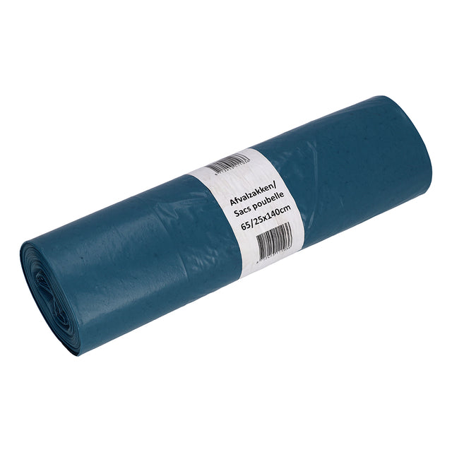 Cleaninq - Sac poubelle 65/25x140cm LDPE recyclé T70 240L bleu rouleau de 10 pièces