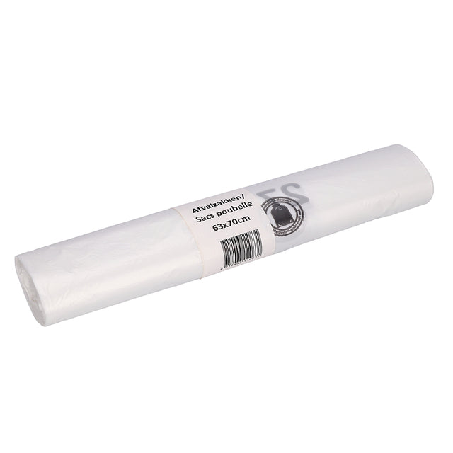 Cleaninq - Sac poubelle 63x70cm HDPE recyclé T15 50L transparent rouleau de 25 pièces