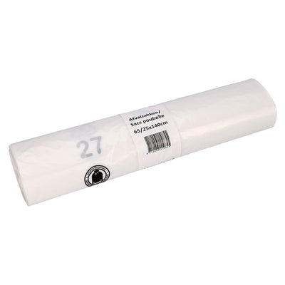 Cleaninq - Abfallbeutel 65/25x140cm HDPE recycelt T25 240L transparente Rolle mit 10 Stück