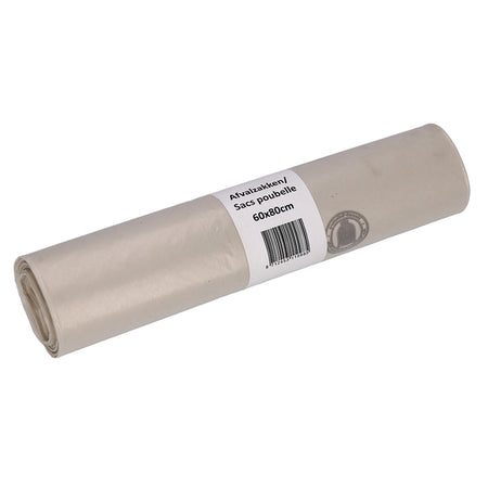 Cleaninq - Sac poubelle 60x80cm LDPE recyclé T50 60L transparent rouleau de 20 pièces