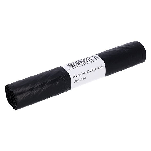 Cleaninq – Abfallbeutel 70 x 110 cm, HDPE T25, 120 l, schwarz, Rolle mit 20 Stück