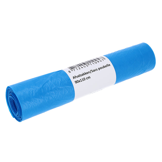 Cleaninq - Sac poubelle 90x110cm HDPE T25 160L bleu rouleau de 20 pièces