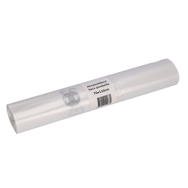 Cleaninq - Sac poubelle 70x110cm HDPE recyclé T25 120L transparent rouleau de 20 pièces