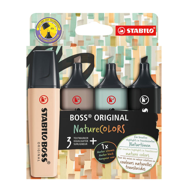 Stabilo -  Markeerstift boss 70/4 etui à 4st nature | 5 stuks