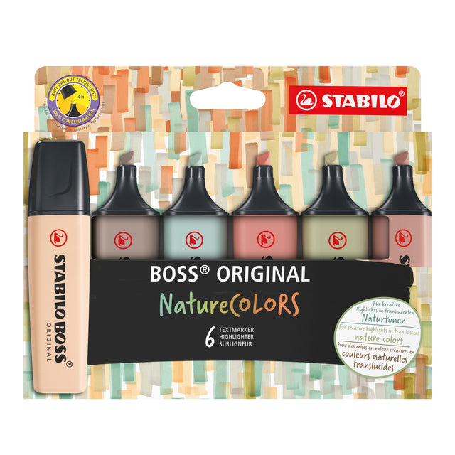 STABILO - Surligneur Boss 70/6 couleurs nature étui de 6 pièces