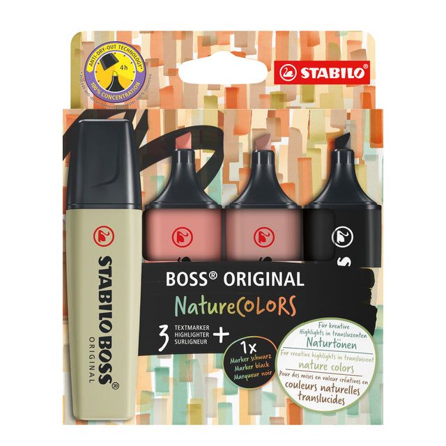 Stabilo - Surligneur Boss 70/4 couleurs nature étui de 4 pièces