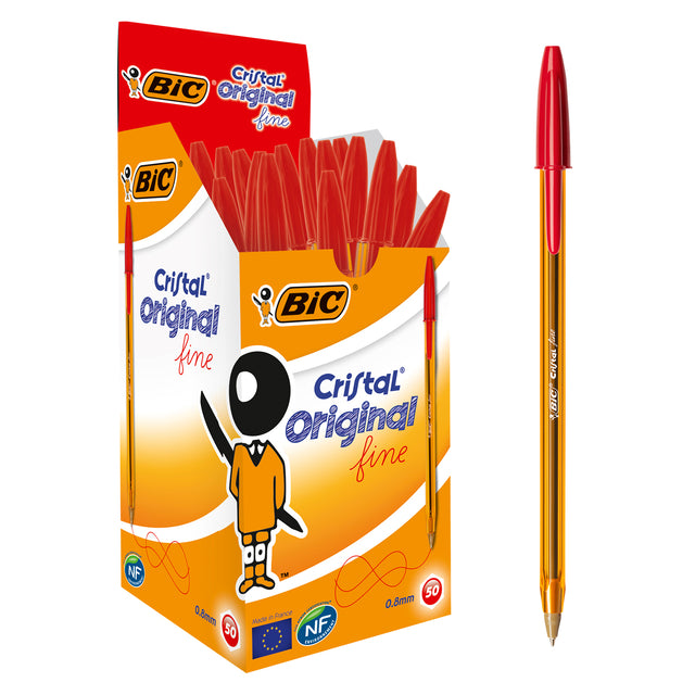 BIC -  Balpen  cristal f rood | 50 stuks
