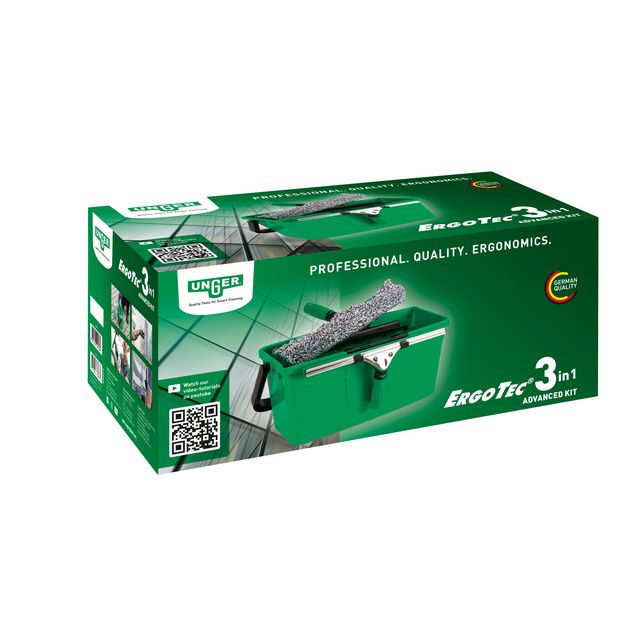 Unger - Kit de nettoyage de vitres 3en1 Ergotec