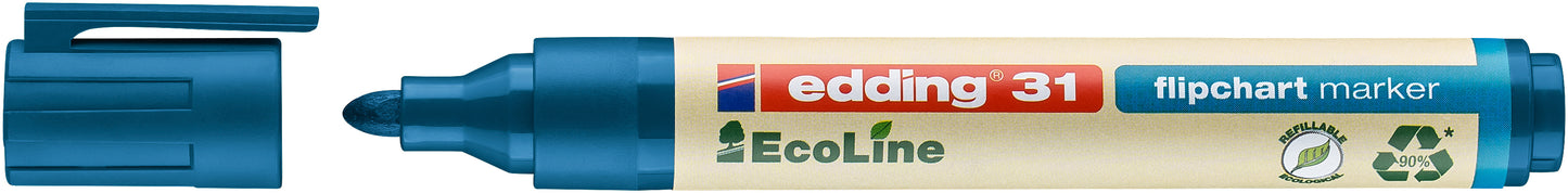 Edding - Feutre 31 EcoLine pour paperboard rond 1,5-3mm bleu | 10 pièces