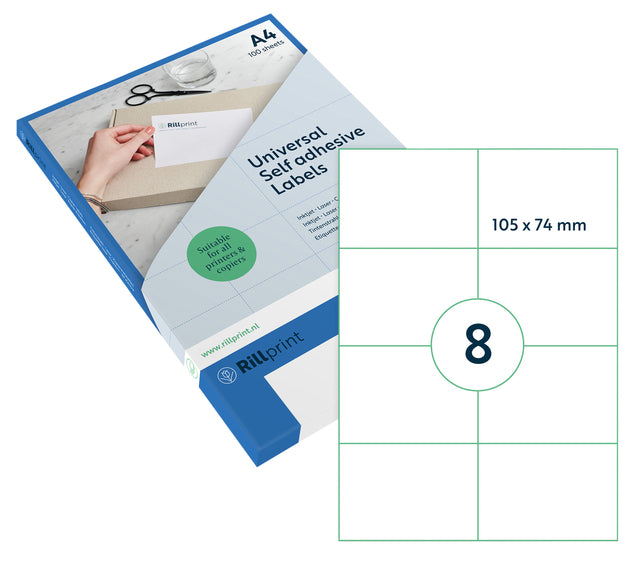 Rillprint - Etiket 105x74mm matt transparent 200 Etiketten