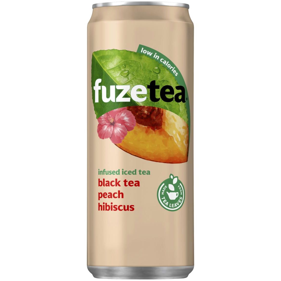 Fuze Tea – Erfrischungsgetränk, still, elegante 33-cl-Dose, 24er-Packung, Pfirsich-Hibiskus