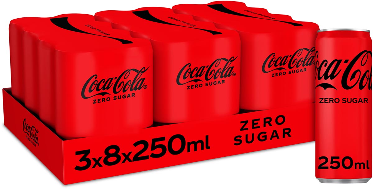 Coca Cola Company - Boisson gazeuse Coca-Cola Zero, canette élégante de 25 cl, paquet de 24