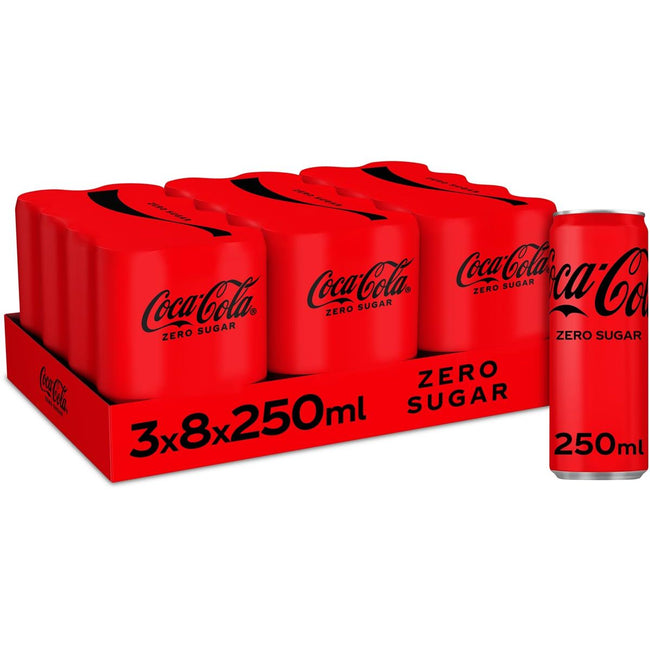 Coca Cola Company – Coca-Cola Zero Erfrischungsgetränk, elegante 25-cl-Dose, 24er-Packung