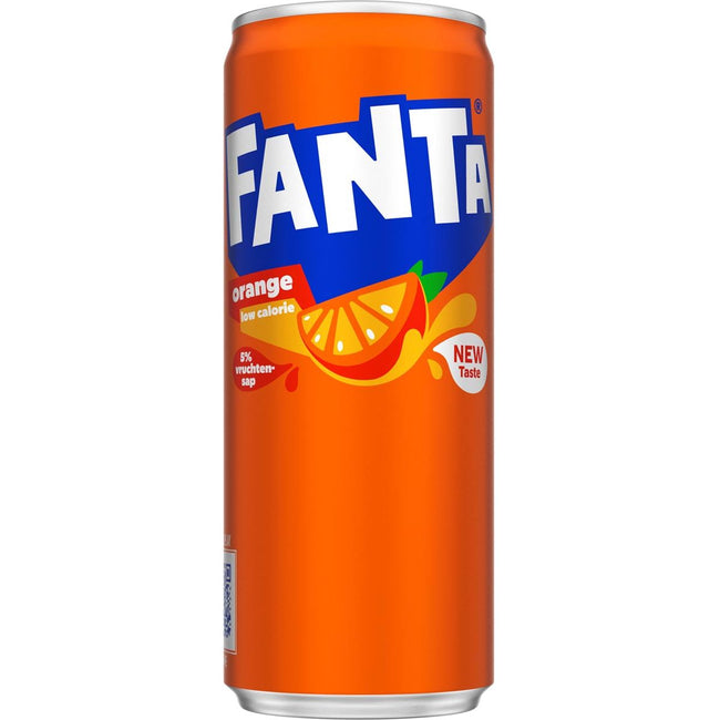 Fanta -  Orange frisdrank, sleek blik van 25 cl, pak van 24 stuks.
