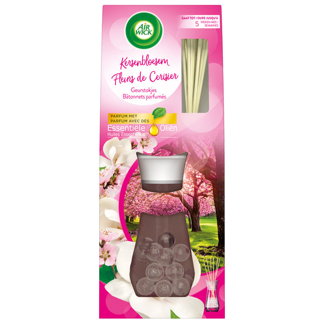 Airwick - Bâtonnets parfumés Huile Essentielle de Roseaux Fleur de Cerisier 33ml