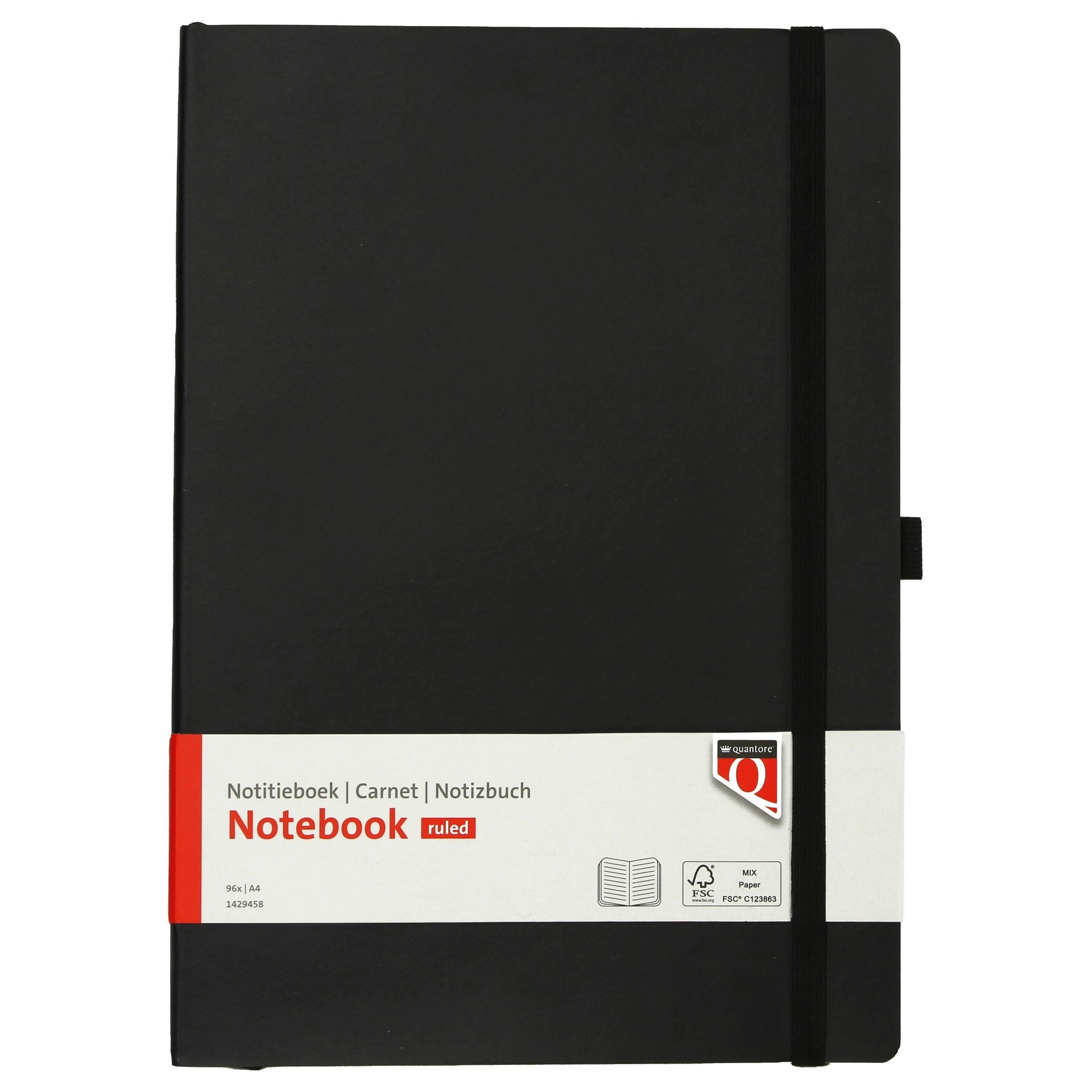 Quantore -  Notitieboek A4 flex lijn 192blz 80gr zwart