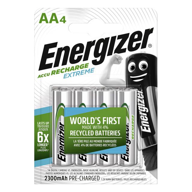 Energizer - Herlaadbare batterijen Extreme AA, blister van 4 stuks