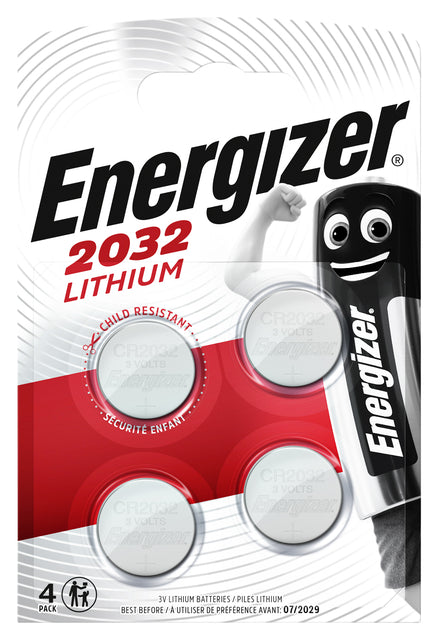 Energizer - Button Cellules Lithium CR2032, cloques de 4 pièces