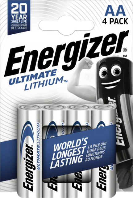 Energizer - Batteries Lithium AA, cloque de 4 pièces