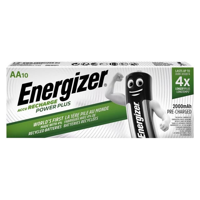 Energizer - Poules de batteries recommandables plus 2000 AA / HR6 / NH15, paquet de 10 pièces