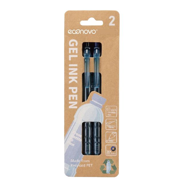 Econovo - Gelwriter 0,7mm bleu et noir blister de 2 pièces