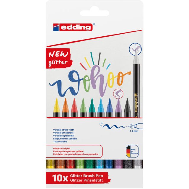 Edding - Brushpen Edding 1340 10st Glitter Assorti