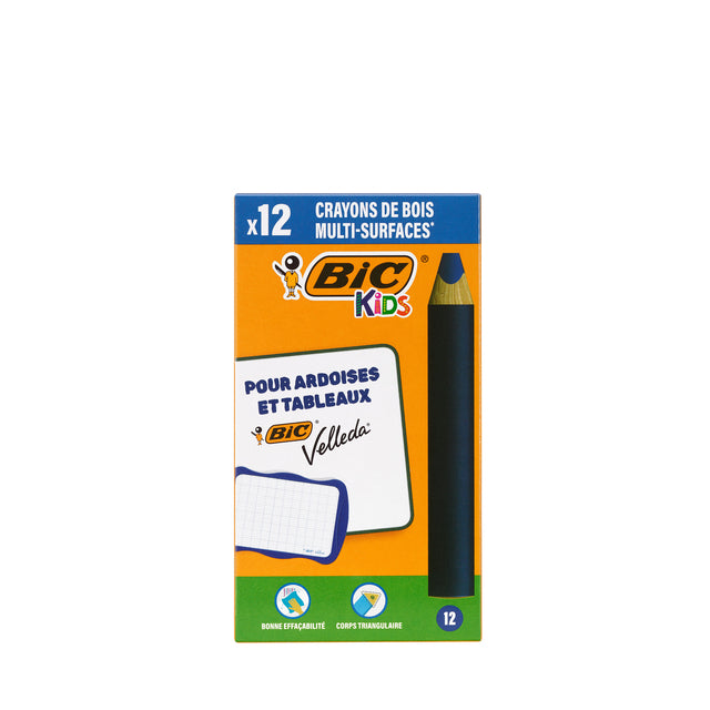Bic Kids - Crayon Tableau Blanc Kids Multi Surface bleu boîte de 12 pièces