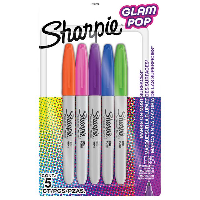 Sharpie - Viltstift ie glampop f 5st assorti