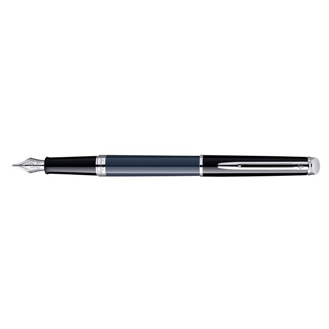 Waterman - Stylo plume Hémisphère Color Blocking noir et bleu CT fin