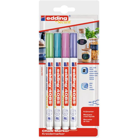 Edding – Kreidemarker 4085, rund, 1–2 mm, sortiert, Blister mit 4 Stück