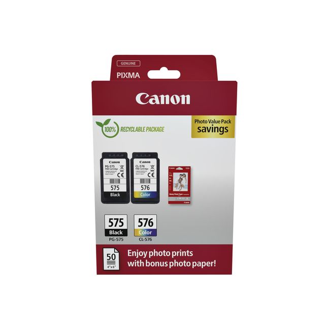 Canon - Cartouche d'encre PG-575 CL-576 noir + kl + papier
