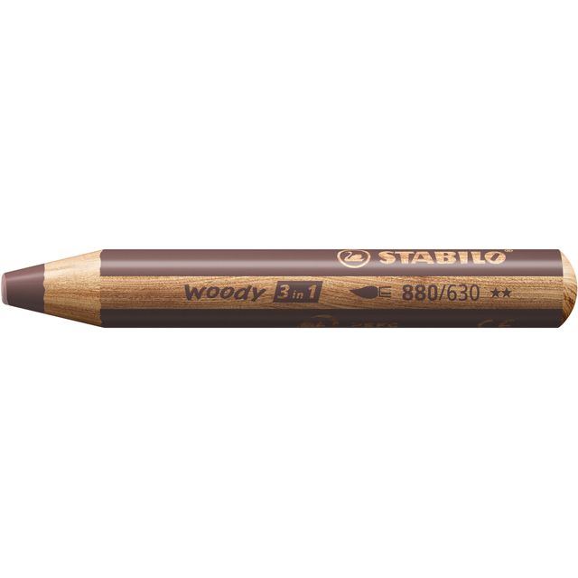 Stabilo - Crayons de couleur 880 woody 3 en 1 brun multitalent